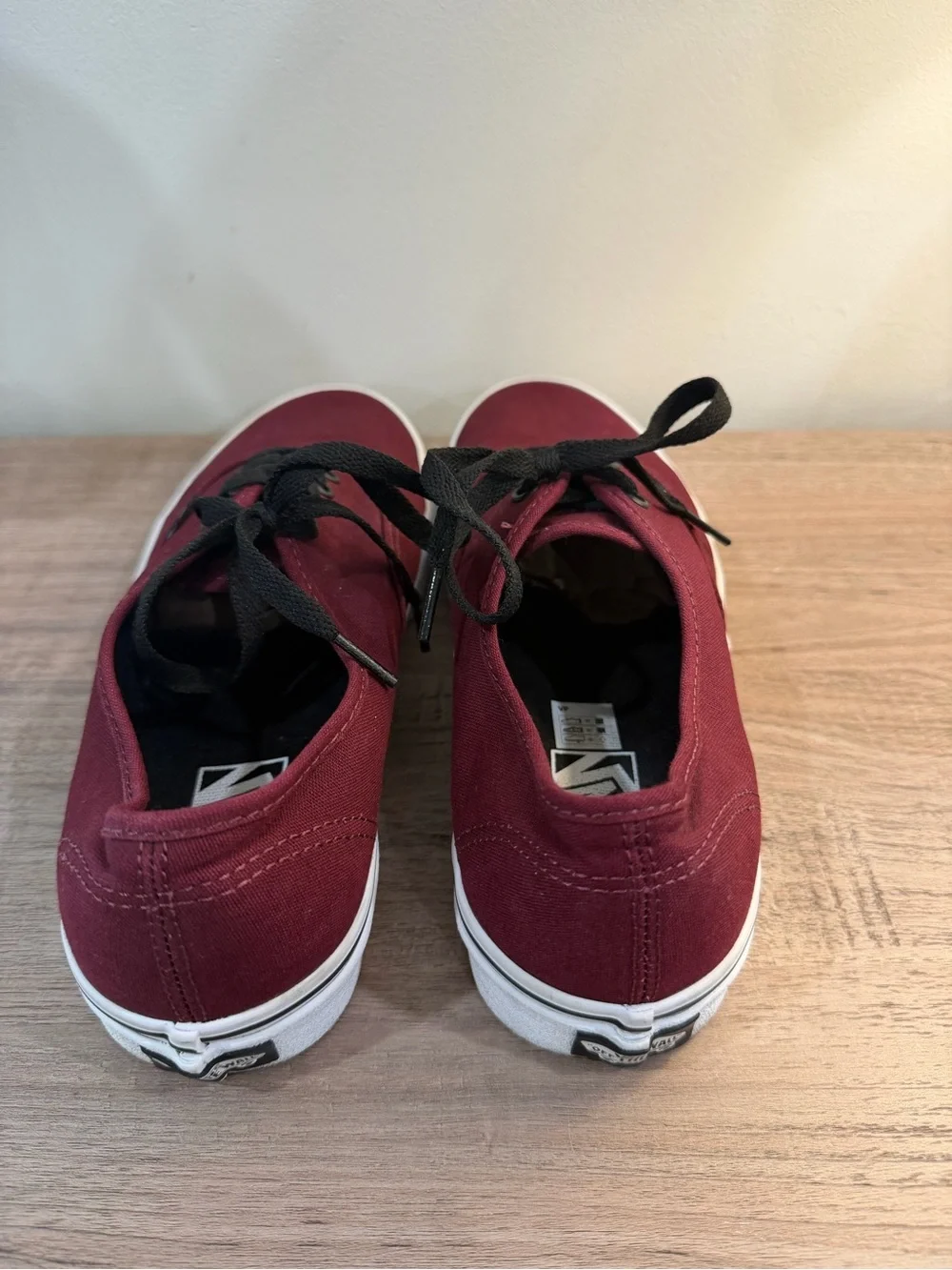 Vans Authentic Port Royal Red Burgundy/Black Canvas Low-Top Sneakers W 10 M 8.5